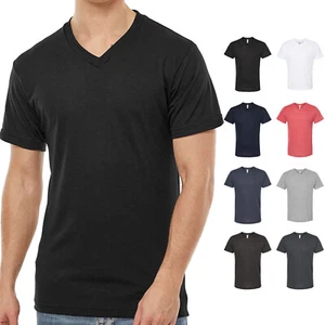 Camiseta básica lisa de algodón/poliéster manga corta cuello en V poli rico Tultex 207 - Imagen 1 de 9
