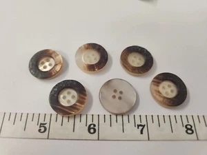 VINTAGE BUTTONS SET OF 12 PEARL BEIGE BROWN  TUZ3542 - Picture 1 of 1
