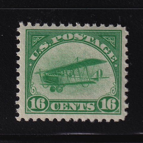 1918 Sc C2 AIRMAIL 16c green MNH with OG CV $120 Curtiss Jenny (V Cover