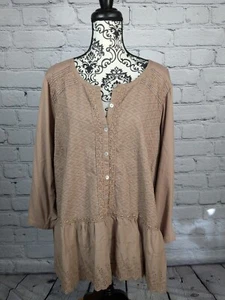 Logo Mujer Manga Larga Botón Delantero Ojales Volantes Cintura Mezcla Algodón 2x b1 - Imagen 1 de 10