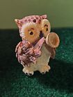 Turtle King Corp- Owl -Art Statue Music-Playing a Horn -Figurine -2 inch -RARE