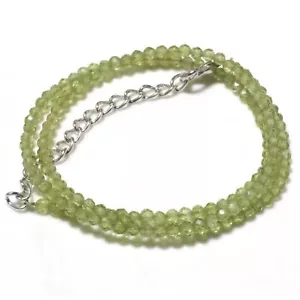Natural Peridot beads necklace With 925 Sterling Silver Fish Lock - Picture 1 of 2