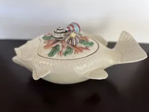 Ciotola coperta vintage 1996 Fitz And Floyd Ominbus Fish Market Oceana 14" x 8,5" - Foto 1 di 14