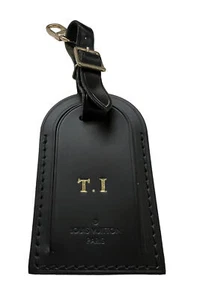 Louis Vuitton Paris Name Tag w/ TI Goldtone stamped Black Large - Picture 1 of 8