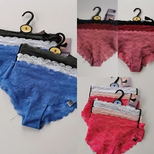 M&S 3pk Free Cut Lace Brazilian Knickers, NO VPL, Size 6 or 8, 6 Knickers - Bild 1 von 16
