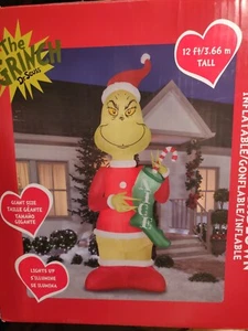 NEW 12 FT TALL DR. SEUSS THE GRINCH CHRISTMAS LED INFLATABLE GEMMY RARE RARE - Picture 1 of 5