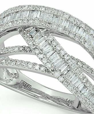 NUEVO CON ETIQUETAS ANILLO CRUZADO DIAMANTES EFFY ORO BLANCO 14k 1 ctw TALLA 6.5 MyPoupette Foto 1 de 4