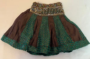 Girls Skirt Brown & Green Beaded Beads Size 18 - Picture 1 of 3