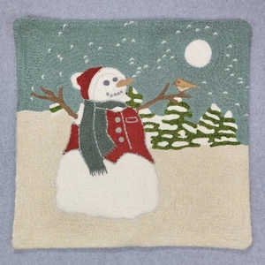 Cuscino/Copricuscino Pupazzo di Neve Scena Ala Ricamato Fienile Ceramica 18"x18" - Foto 1 di 8