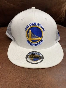 New With Stickers Golden State Warriors White Mesh Snapback Hat New Era 9Fifty - Picture 1 of 10