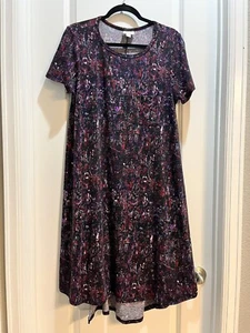 LuLaRoe Carly Dress Pre-owned Size Small Burgundy Print Hi/low Hem - Picture 1 of 5