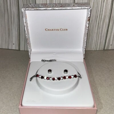 Рубин красный июль камень ювелирный набор теннис браслет гвоздики серьги чартер клуб - Изображение 1 из 4