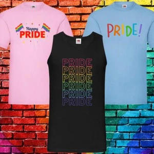 PRIDE REGENBOGENFLAGGE T-SHIRT LGBTQ + SCHWULE LESBEN UNISEX TANK TOP WESTE HERREN T-SHIRT - Bild 1 von 8