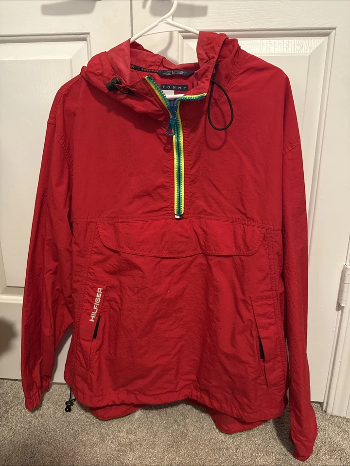 Poncho de lluvia Tommy Hilfiger vintage rojo grande para hombre Foto 1 de 2