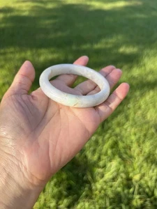 Pale Lavender Green 100% Natural Grade A Jadeite Jade Bangle Bracelet 57.5mm B8 - Picture 1 of 12
