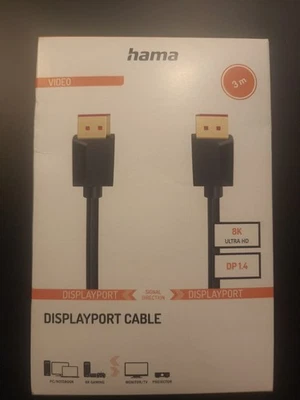 3m Displayport Kabel DP  1,4 Bandbreite 32.4 Gbps Ultra-HD WQHD Full-HD - Bild 1 von 3