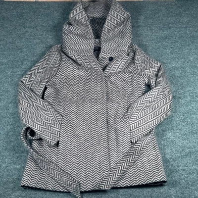 Abrigo Coffeeshop Santafe Ny Grande Guisante Espiga Con Capucha Mezcla de Lana Cinturón Foto 1 de 4