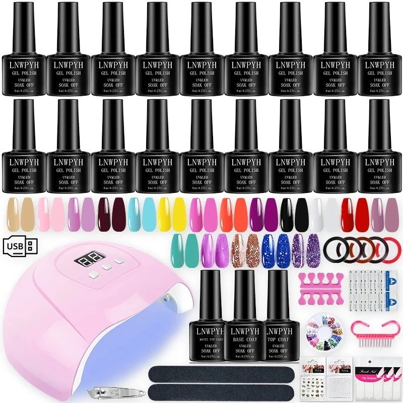 BRANDED Gel Nail Polish Kit with LED UV Nail Lamp Gel Nail Starter Kit Christmas Gifts