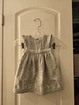 Monsoon Baby Girl Dress Gray/cream Sz 12-18 Month's  - Image 1 of 4