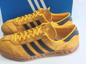 ADIDAS *HAMBURG* (FX5673) YELLOW/BLACK/GOLD MENS SUEDE TRAINERS UK 9 EU 43 1/3 - Picture 1 of 16