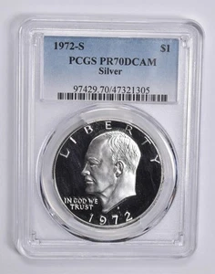 PR70 DCAM 1972-S Silver Eisenhower Dollar PCGS PEG LEG Variety *0463 - Picture 1 of 3