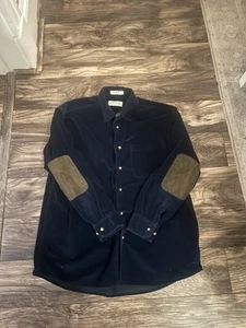 Camisa de pana Orvis para hombre colección exclusiva L azul parche abotonado en el codo 508 - Imagen 1 de 5