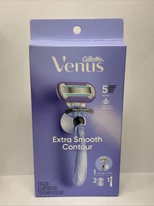 Gillette Venus Extra Smooth Contour Women's Razor Handle + 2 Blade Refills - Picture 1 of 5