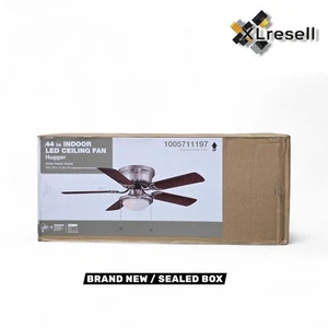 Hampton Bay Hugger 44 in. LED Indoor Brushed Nickel Ceiling Fan with Light Kit - Picture 1 of 10