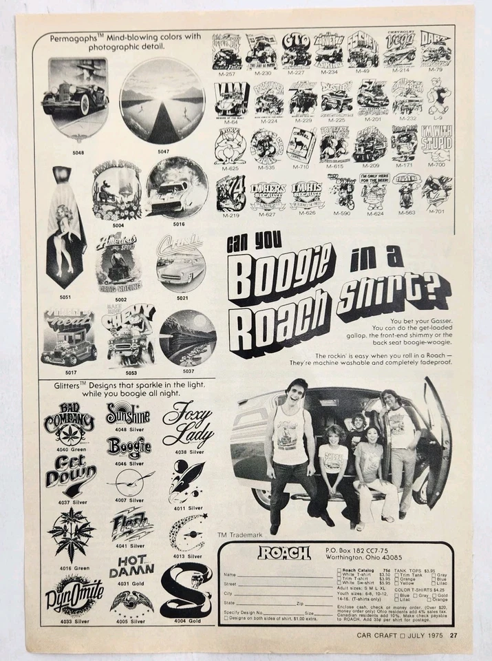 Camisetas Roach 1975 boogie retro impresión original anuncio Worthington OH vintage años 70 Foto 1 de 1