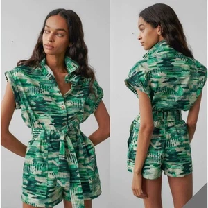 Chufy Marcia Cotton Poplin Playsuit in Green Size M medium - Picture 1 of 6