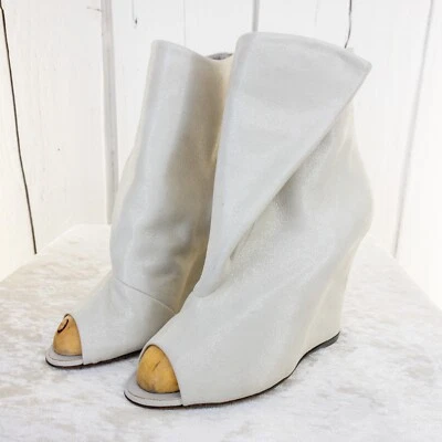 Botines de cuero DKNY Donna Karan New York tacón de cuña EE. UU. 5,5 UE 36 Foto 1 de 4