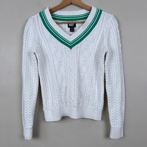 Lands End Sweater Women XS Cable Knit Tennis Preppy Old Money Cricket Pickleball - Picture 1 of 10
