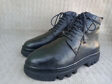 MARSELL Black Calfskin Leather Men's Lace-up Boots Size 41 Made In Italy