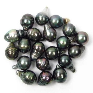 20 piezas 9-10 mm sin perforar círculo largo barroco pavo real de Tahití perla verde - Imagen 1 de 2