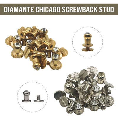 Brillantini Testa Rivetti Chicago Vite Borchie 8x6mm Ottone Oro Argento per - Immagine 1 di 4