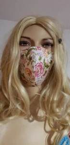 Mundmaske rosa Blumen Stoffmaske Gesichtsmaske Mundbedeckung Mund-Nasenbedeckung - Bild 1 von 3