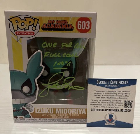 Justin Briner Signed Izuku Midoriya Deku MY HERO ACADEMIA Funko Pop BECKETT 11 Cover