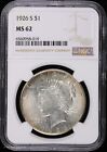 1926 $1 Silver Peace Dollar NGC MS 62 (BU Uncirculated, Unc.) Philadelphia