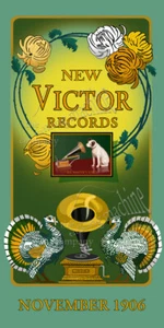Anuncio de banner para máquina parlante Victor y discos impresos en lona satinada - Imagen 1 de 1
