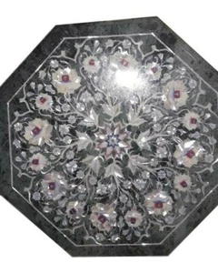 12" Green Marble Semi Precious Stones inlay pietra dura marquetry art Work - Picture 1 of 3