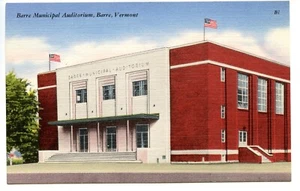 Barre Vermont VT Städtisches Auditorium Vintage Leinen Postkarte - Bild 1 von 4