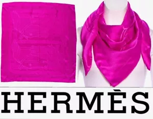 Hermes 2016 Purple Pink Quadridge Silk Scarf 36 Inch Square Gift Bag Horse - Picture 1 of 18