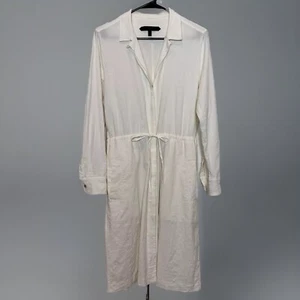 CLUB MONACO Womens Off White Button Down Dress Tie Waist Linen Blend Size 6 - Picture 1 of 20