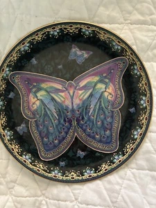 Vintage Bradford Porcelain “ Lapis Grandeur” Butterfly Peacock Collector Plate - Picture 1 of 2