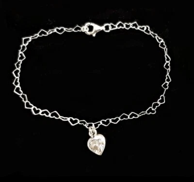 Cinturino Da Argento Da 1ª Legge 925 Cuori 4mm Con Cuore Zircone 7mm E Astuccio - Immagine 1 di 3