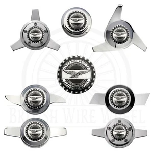 Zenith Chrome & Black Metal Wire Wheel Chip Emblems with Spinner Caps, Set of 4 - Picture 1 of 70