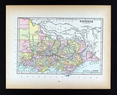 Mapa Cram Australia Victoria Melbourne Geelong Ballarat Wilson Point Ogilby 1894 Foto 1 de 3