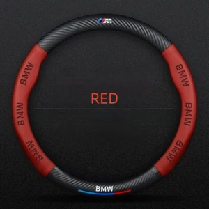 Cubierta de volante roja de cuero genuino para BMW M/1 2 3 4 5 6 Series x1 x3 x5 - Imagen 1 de 5