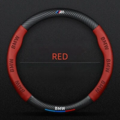 Red Steering Wheel Cover Genuine Leather For BMW M /1 2 3 4 5 6 Series x1 x3 x5 - Image 1 of 4