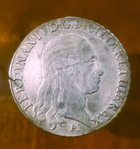 1798 NAPLES & SICILY SILVER 120 GRANA (SCUDO) ~ KM-215 ~ CHOICE EXTREMELY FINE - Picture 1 of 2
